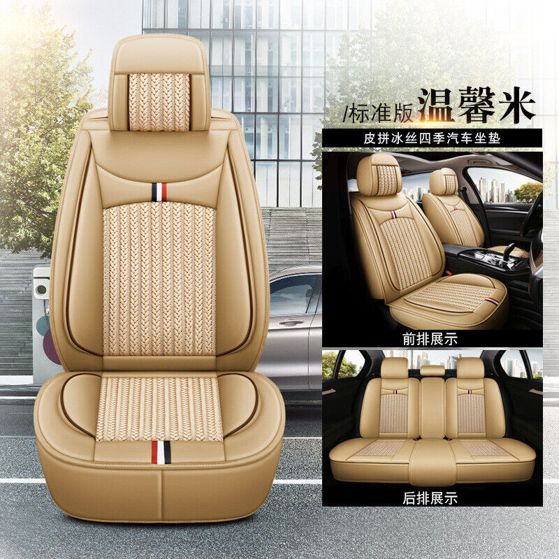 For Toyota Car Seat Covers Full Front&Rear PU Leather Ice Silk Car Seat Covers