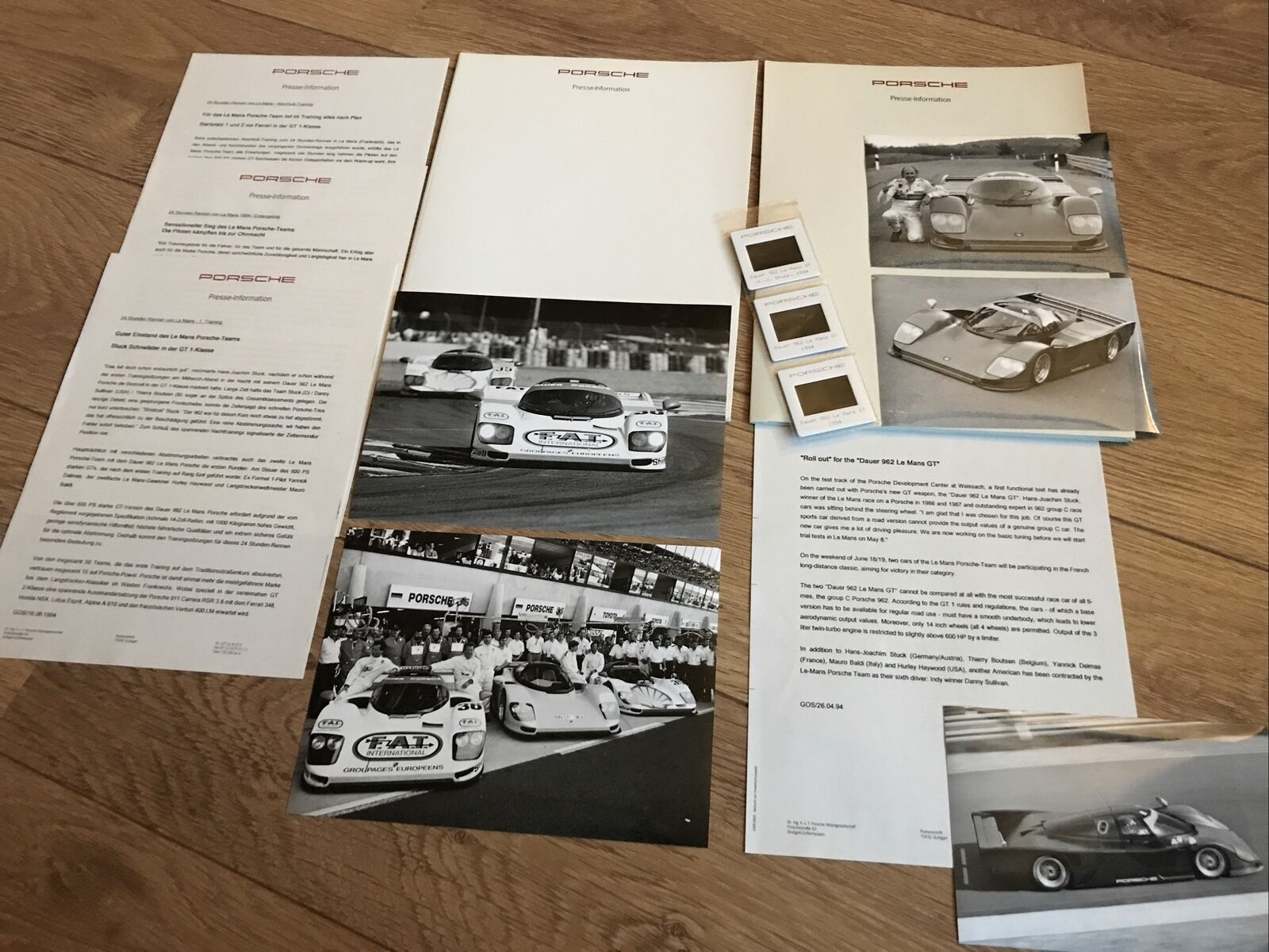 Porsche 962 Dauer Le Mans Test Introduction Press Kit Information brochure 1994