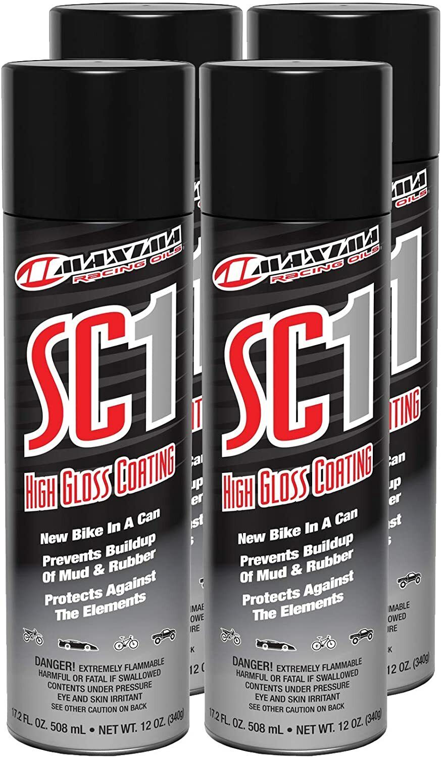 Maxima Racing Oils SC1 High Gloss Silicone Clear Coat 12.2oz. Spray 4 Pack
