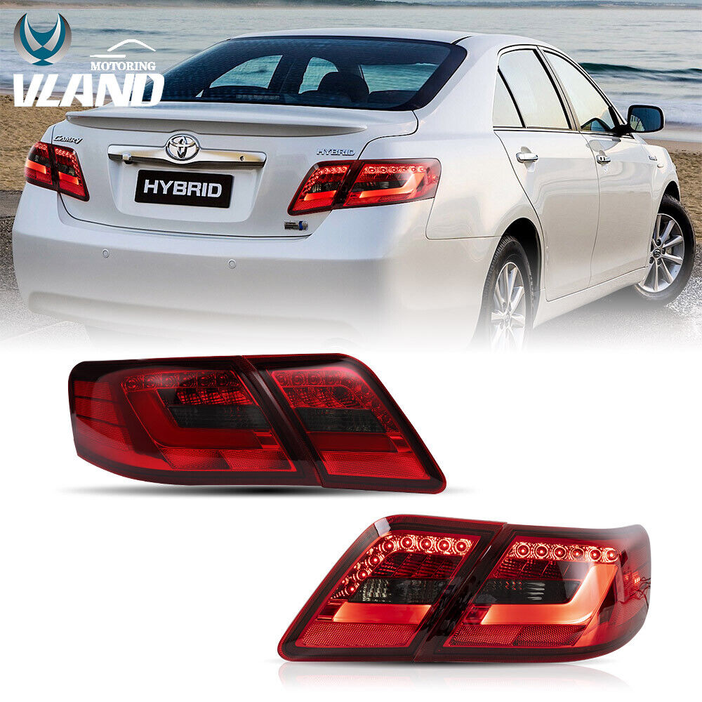 Vland For 2007-2009 Toyota Camry LED Tail Lights Red Smoke Lens Rear Lamps