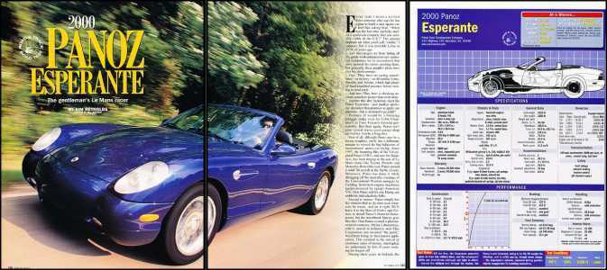 2000 Panoz Esperante Original Review Report Print Car Article K124