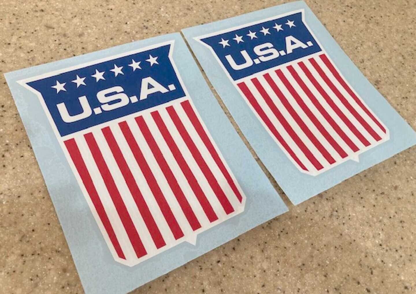 USA Flag Shield Decals Vinyl 2-Pak 6 Inches Tall + 