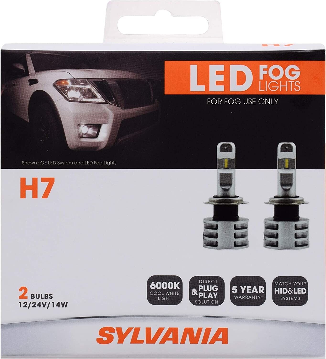 OpenBox Sylvania LED White H7 Two Bulbs Fog Light Replacement Upgrade Stock Lamp