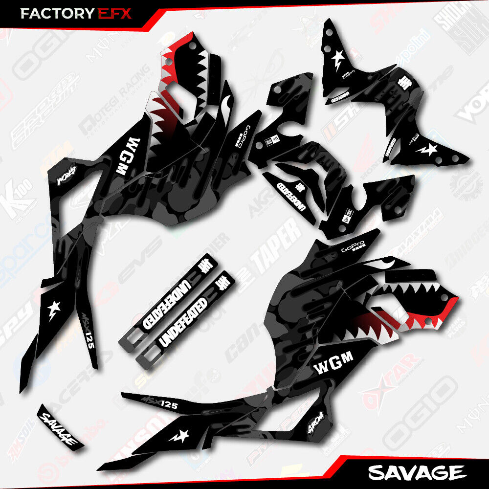 Black Savage Graphic Sticker kit fits Honda Grom 2017 2018 2019 2020 MSX125  1