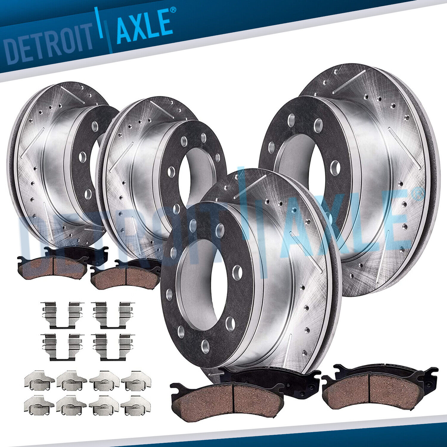 4WD Front & Rear Rotors + Ceramic Brake Pads for 2000-2004 Ford Excursion F-250