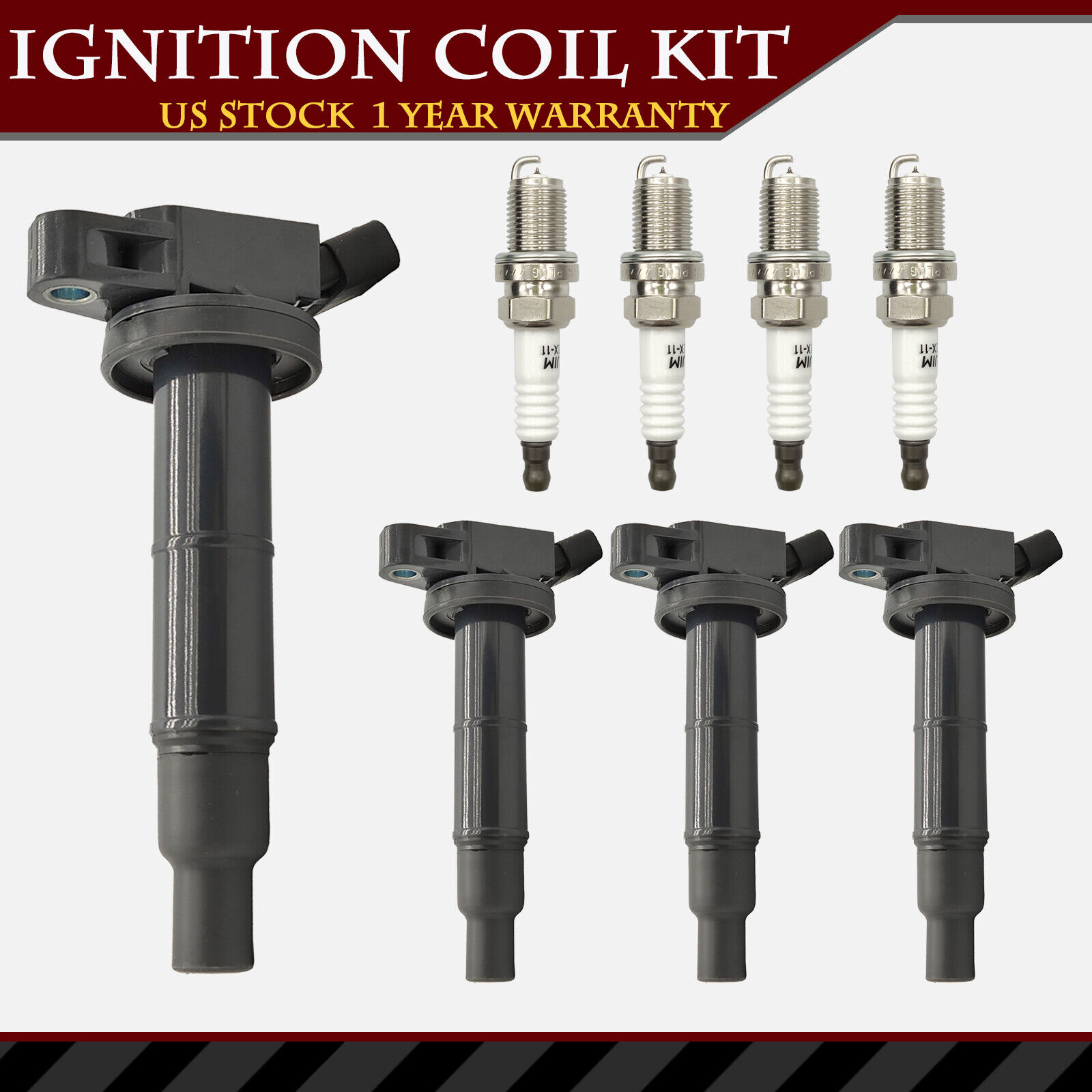 4PCS Ignition Coil & 4PCS Spark Plug for Toyota Camry Solara 2.4L 2002-2011