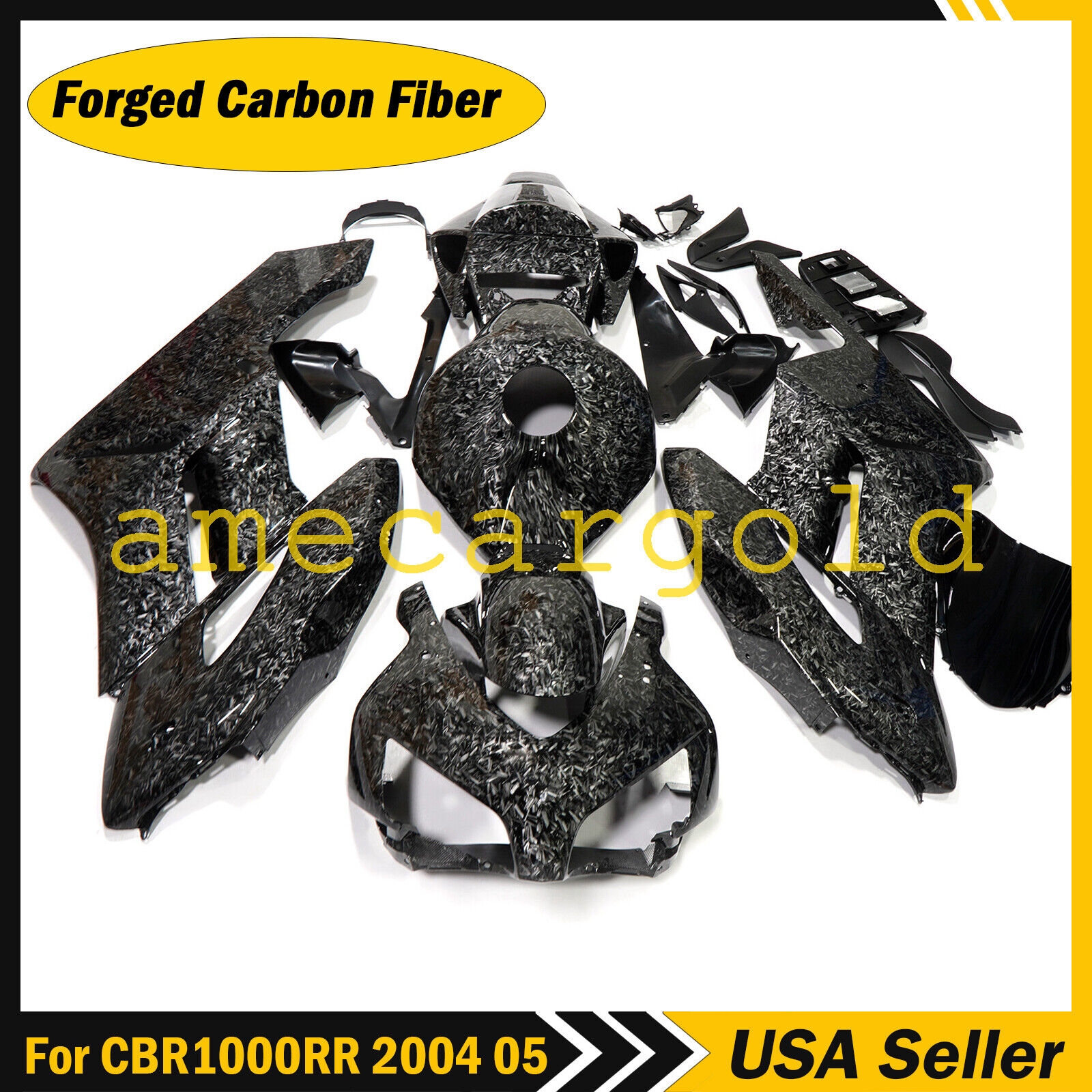 Forged Carbon Fiber Look Fairing Kit for Honda CBR1000RR 2004 2005 Glossy Black