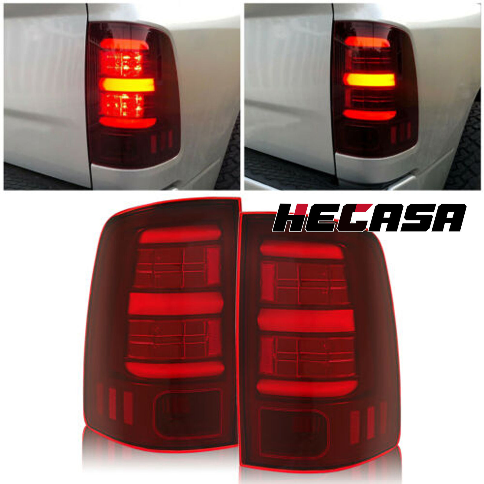 HECASA LED Light Bar Tail Lights Fit For 2009-2018 Dodge Ram 1500 2500 3500 L+R