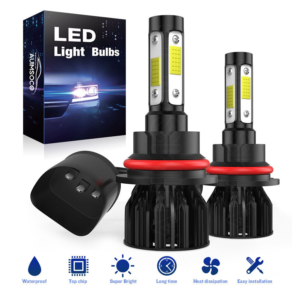 2x 9007 HB5 LED Headlight Bulbs Kit 6500K White High Low Beam Light Super Bright