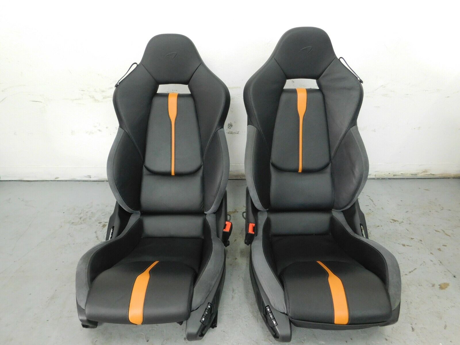 2017 15 16 17 18 19 McLaren 570S 570 Black / Orange Leather Power Seat Set #3268