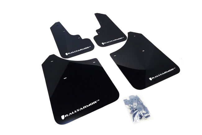 Rally Armor (MF5-UR-BLK/WH) UR Black Mud Flap w/White Logo for 03-08  Forester