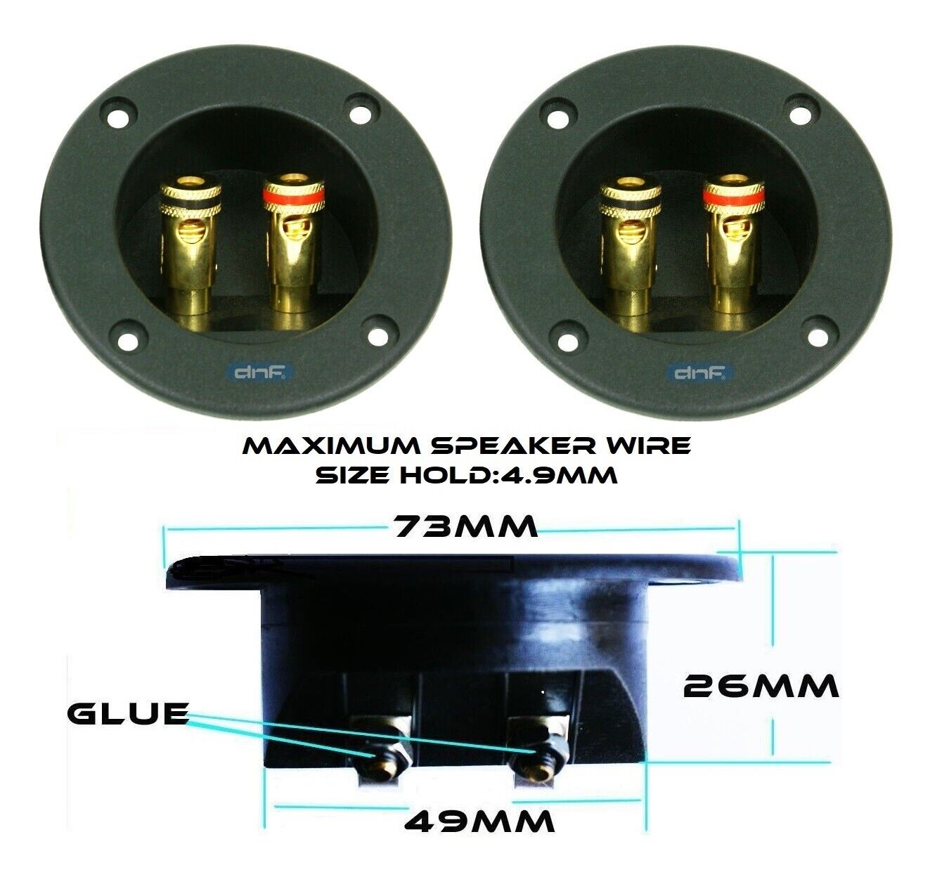 (2 PACK) SPEAKER BOX TERMINAL ROUND SPRING CUP CONNECTOR SUBWOOFER ENCLOSURE