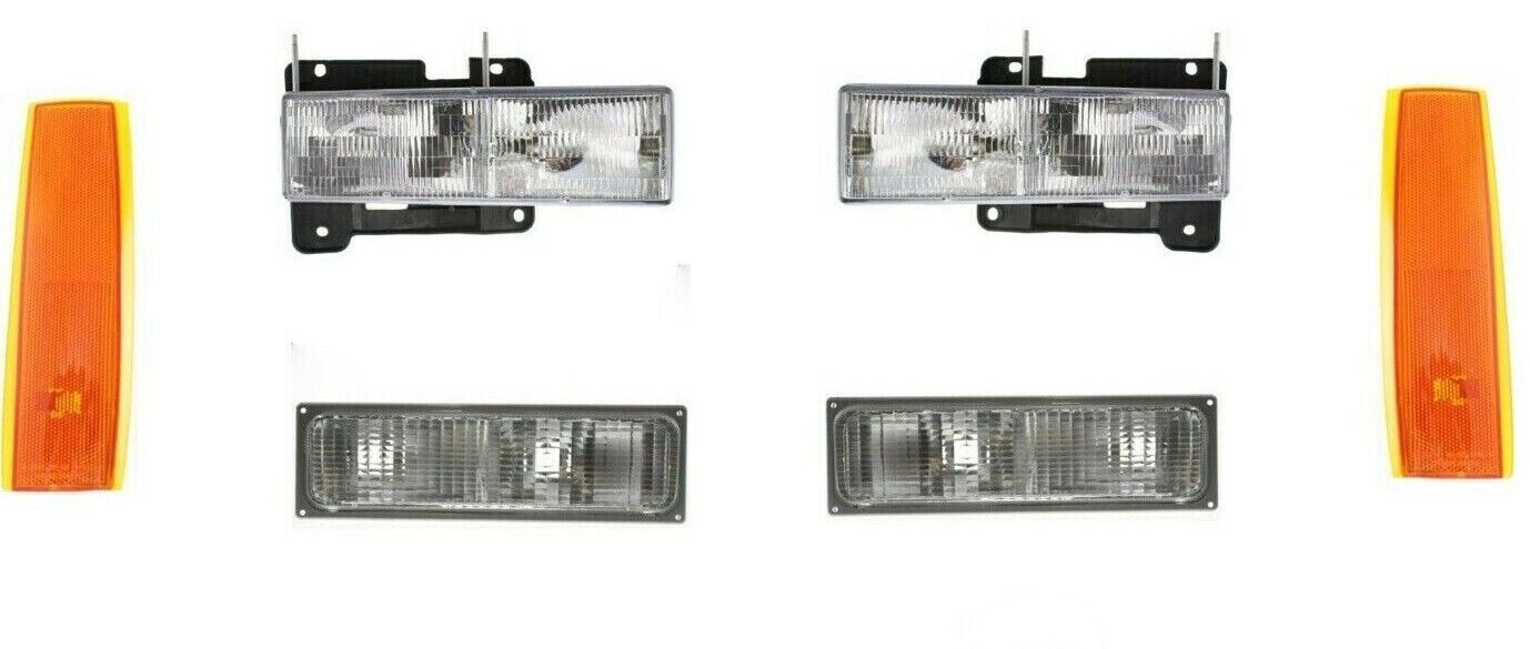 Headlights For GMC Truck 1990 1991 1992 1993 Yukon With Signal Lights Reflectors
