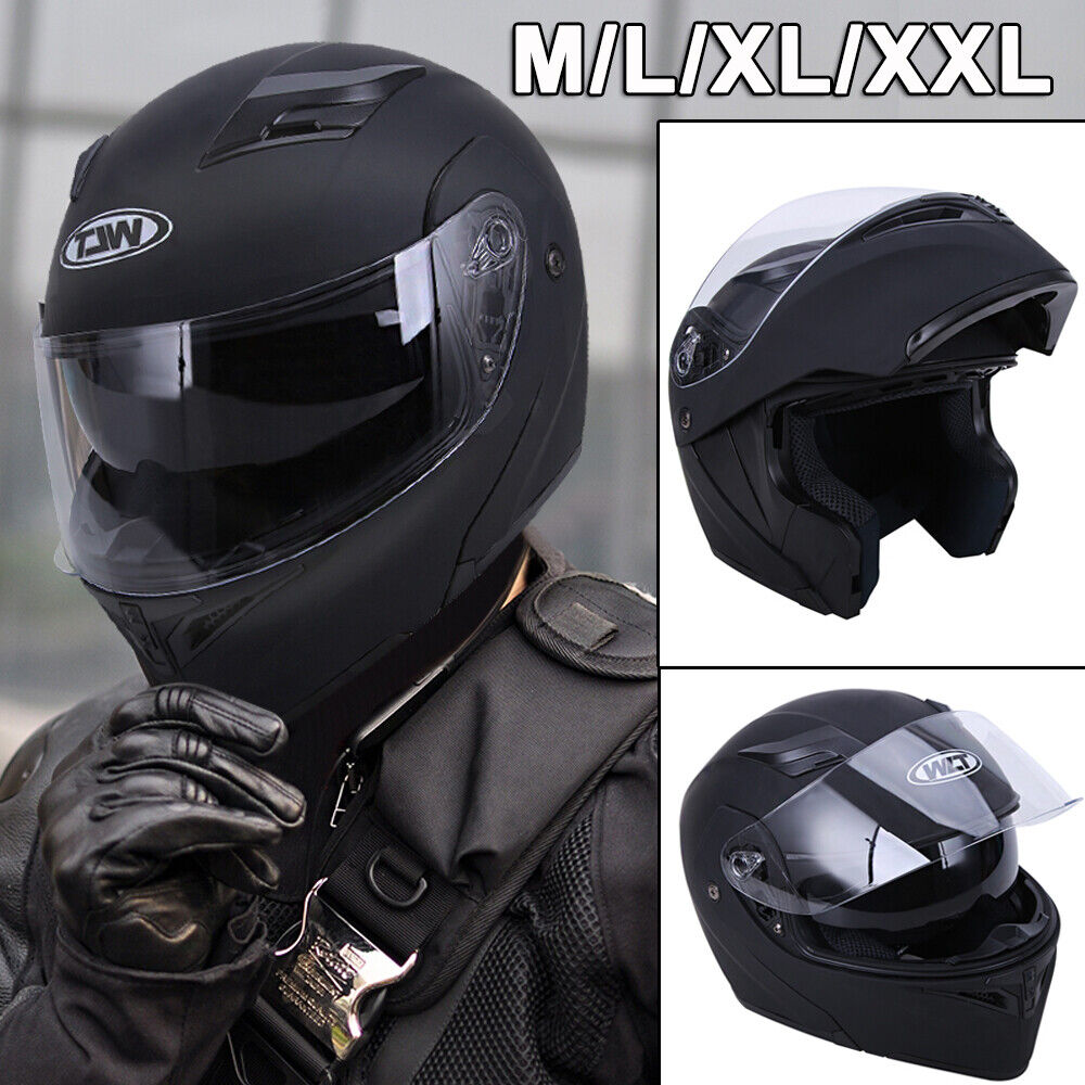 DOT Flip up Modular Full Face Helmet Motorcycle Dual Visor Motocross S M XL XXL