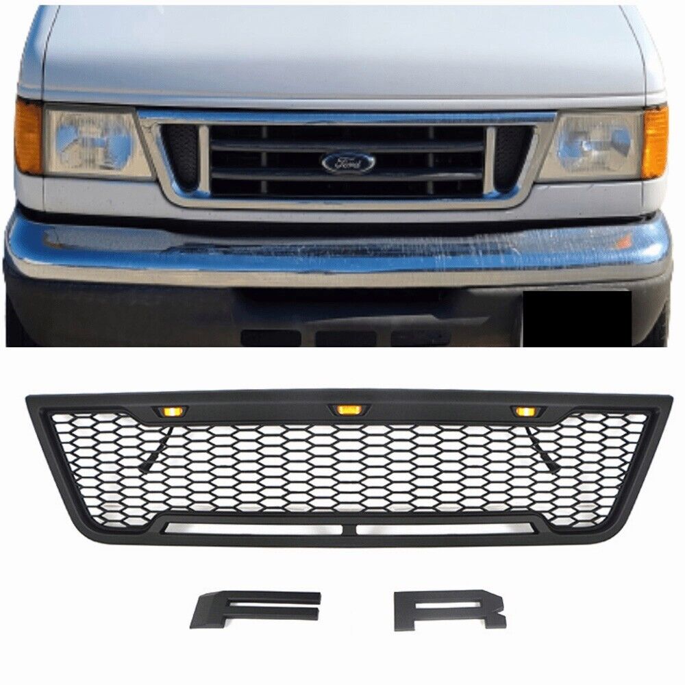 Grille for 2003-2007 Ford Econoline E150 E250 E350 Grill with Letters and Lights