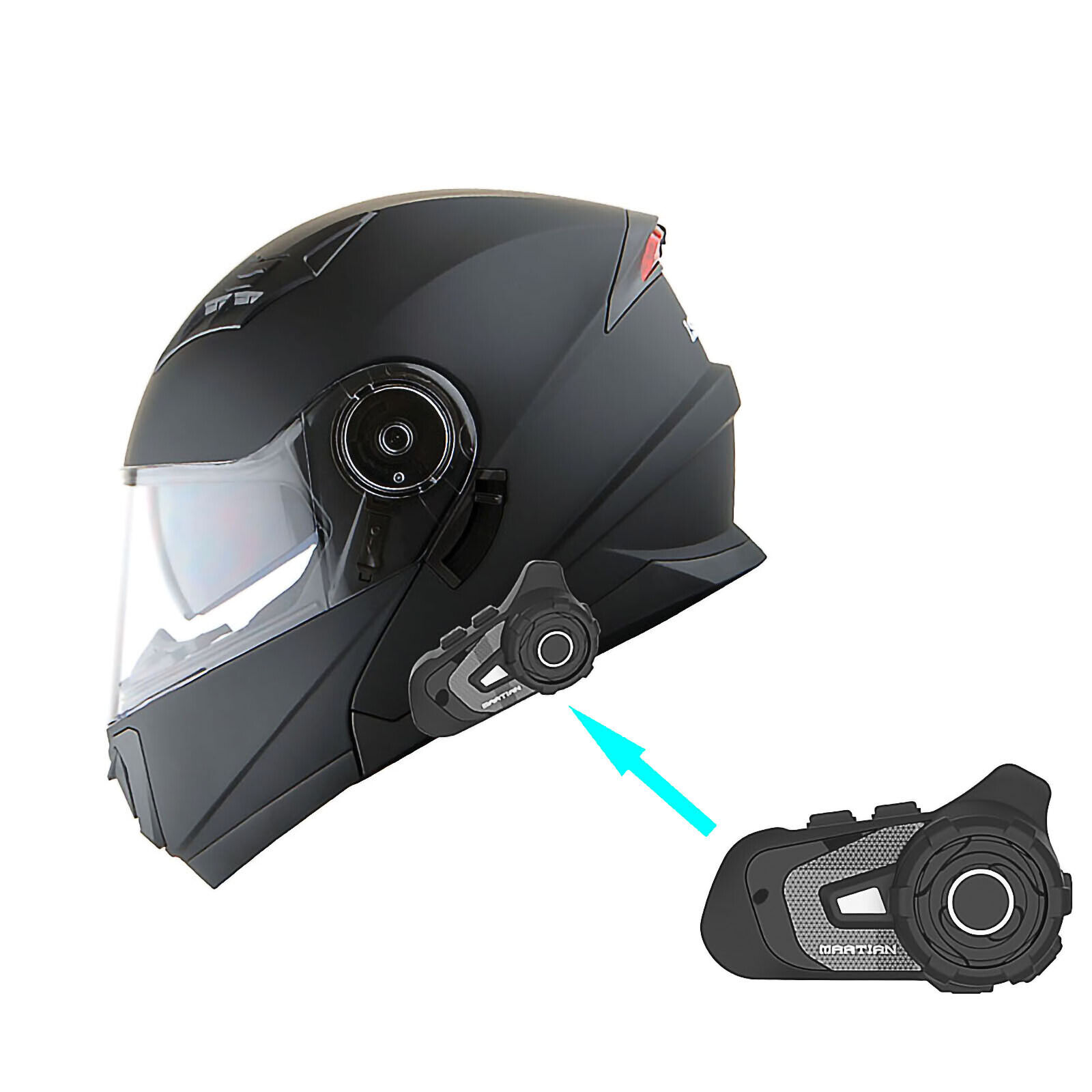1Storm Motorcycle Modular Full Face Helmet with LED Tail Light+Bluetooth Headset