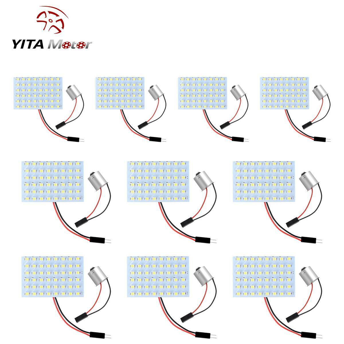 YITAMOTOR White 48SMD Led Panel Dome Map Interior Light Bulb BA15S 1156 Adapters