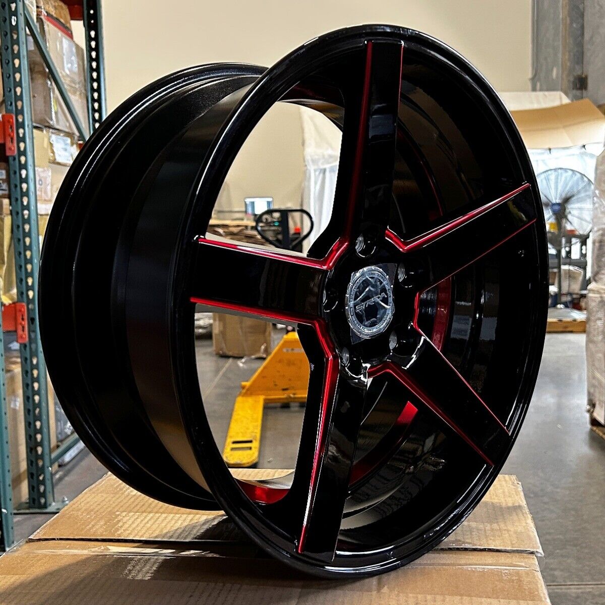 Strada Perfetto Gloss Black with Candy Red 18x8 +40 5x120 72.6 Wheel Single Rim