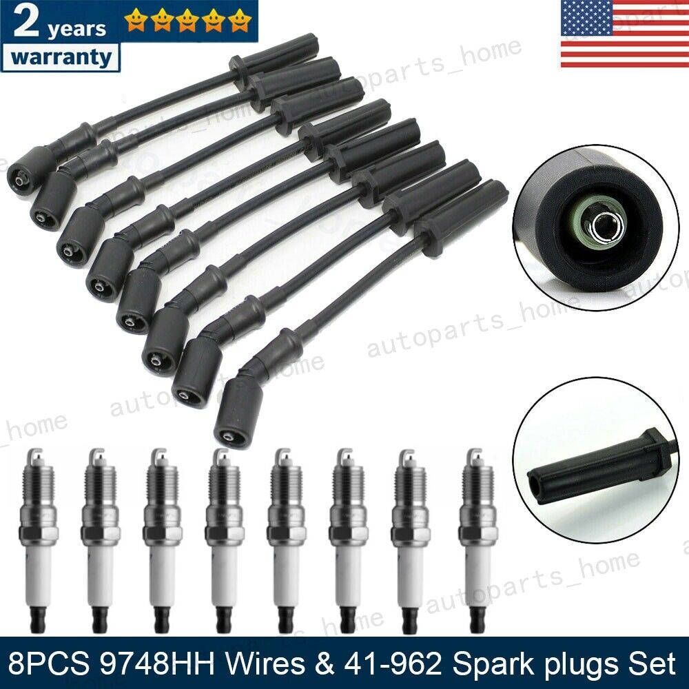 8x Spark Plugs and Wires Set for GMC Chevy Tahoe Hummer 5.3 6.0 V8 9748HH 41-962
