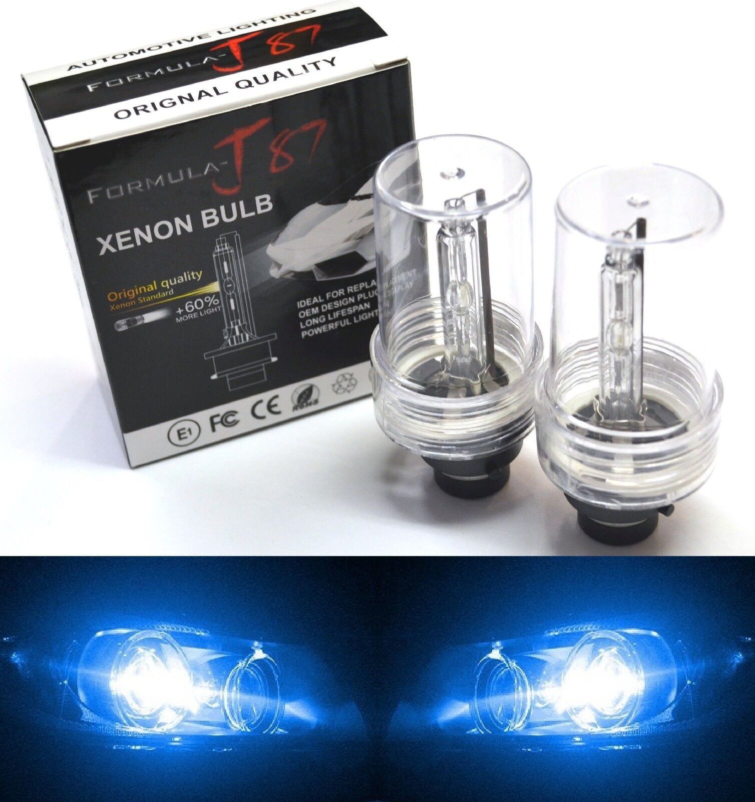 HID Xenon D2S Two Bulbs Head Light 10000K Blue Bi-Xenon Replace Lamp Low Beam