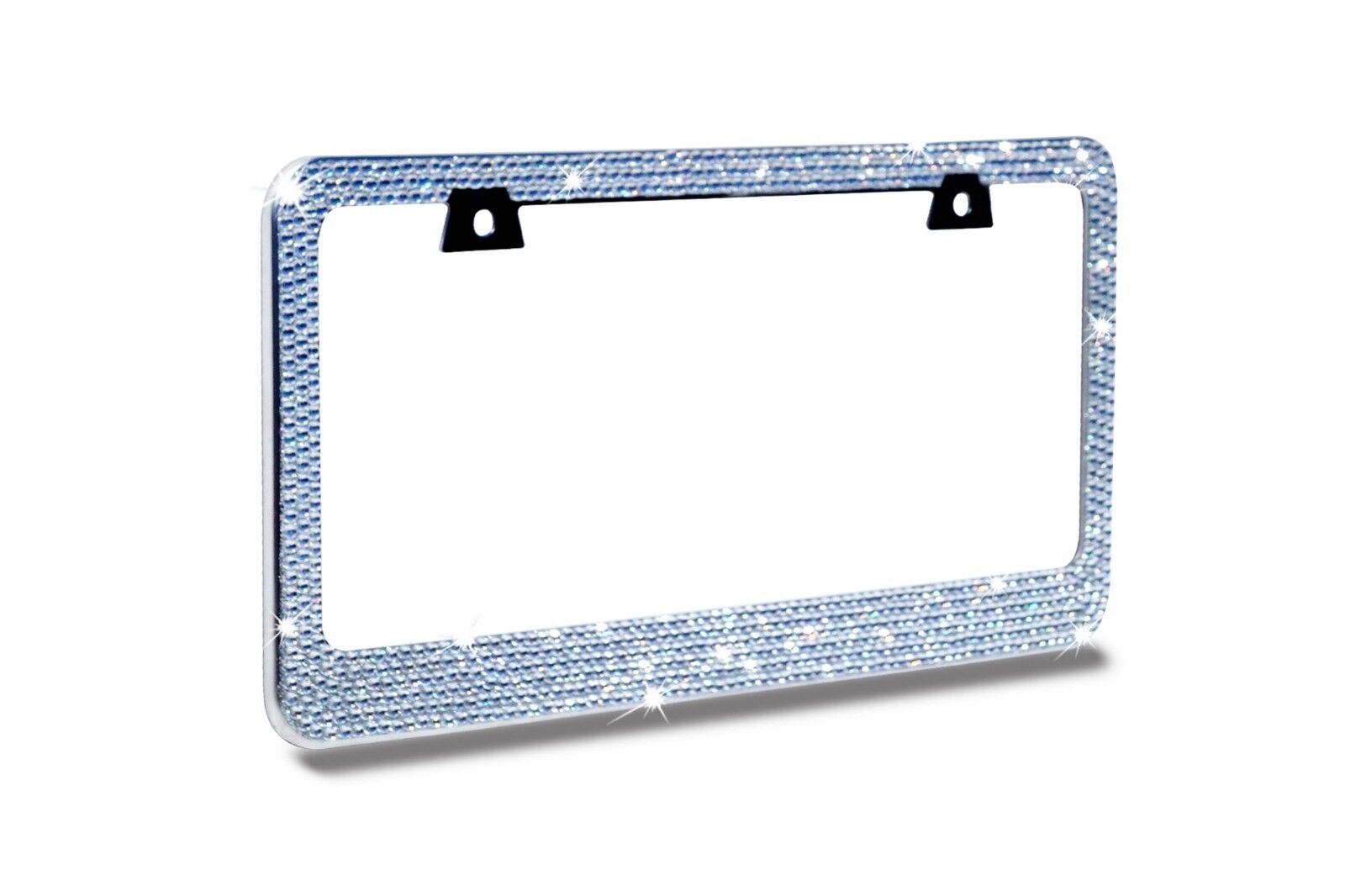 12 Rows Clear/White Bling CRYSTAL Rhinestone METAL License Plate Frame+ Free Cap