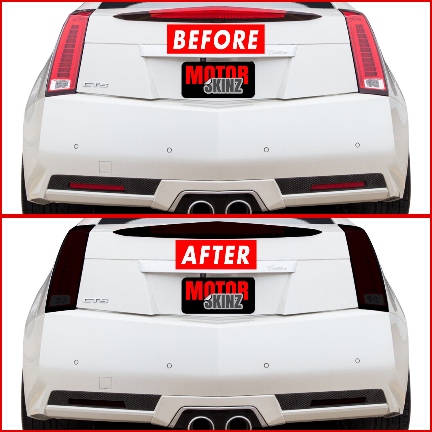 FOR 11-14 Cadillac CTS Coupe Tail Light, Rear Reflector & Third SMOKE Vinyl Tint