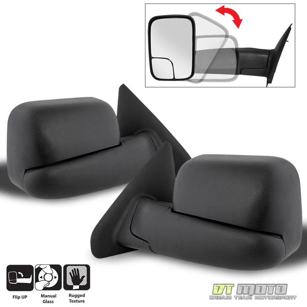 Left+Right 02-08 Dodge RAM 1500/03-09 2500 3500 Tow Extend FlipUp MANUAL Mirrors