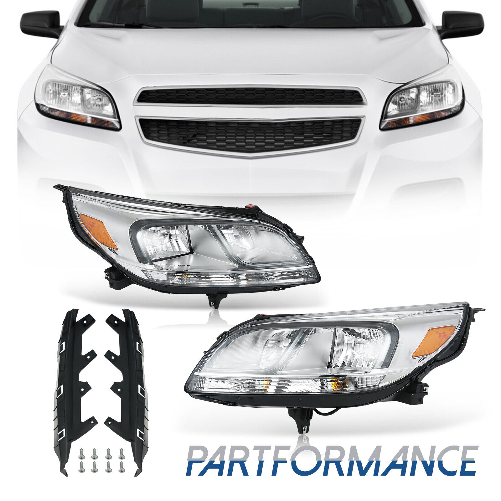 For 2013-15 Chevy Malibu LS 2016 Limited LS Halogen Headlight Pair Left & Right