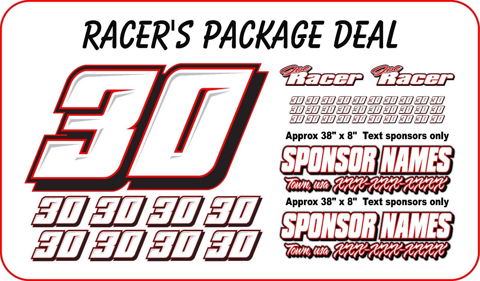 RACE CAR NUMBERS PACKAGE  DIRT LATE MODEL MODIFIED STREET STOCK IMCA