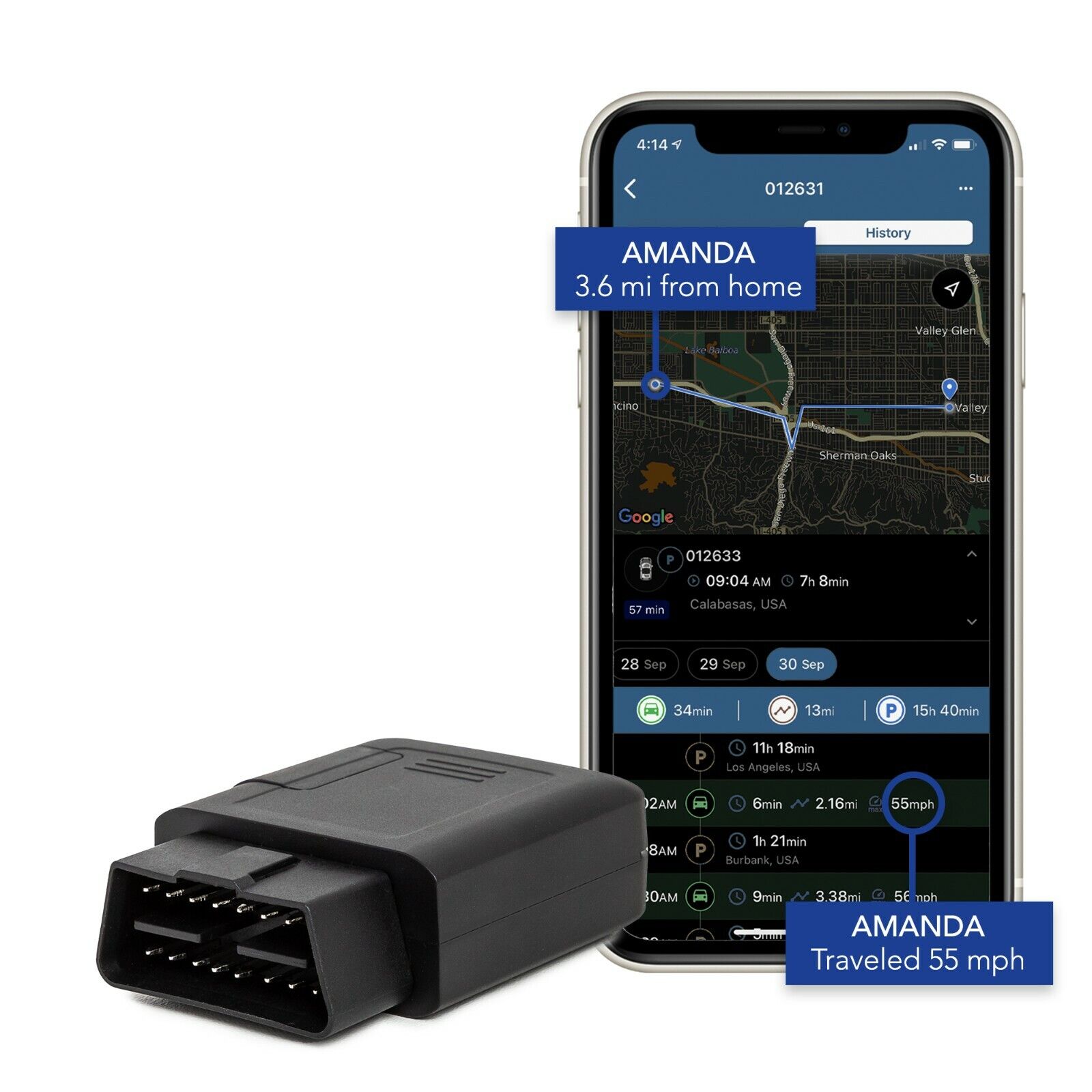 Lightning GPS OBD-II Plug-In Real-Time Vehicle Tracking Device for Cars & Teens