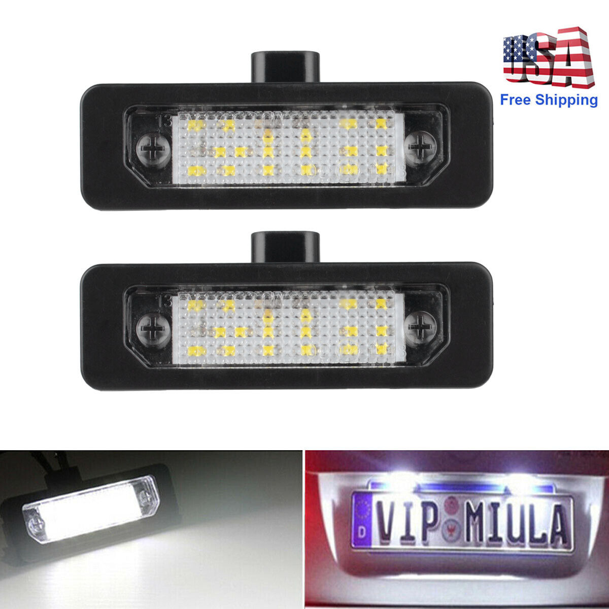 2X LED Number License Plate Tag Light For Ford Flex Taurus Focus Fusion Mustang