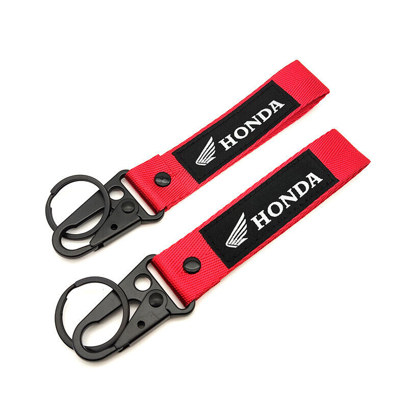 2PCS Motorcycle Keychain Embroidered Logo Key Chain Key Ring Lanyards for Honda