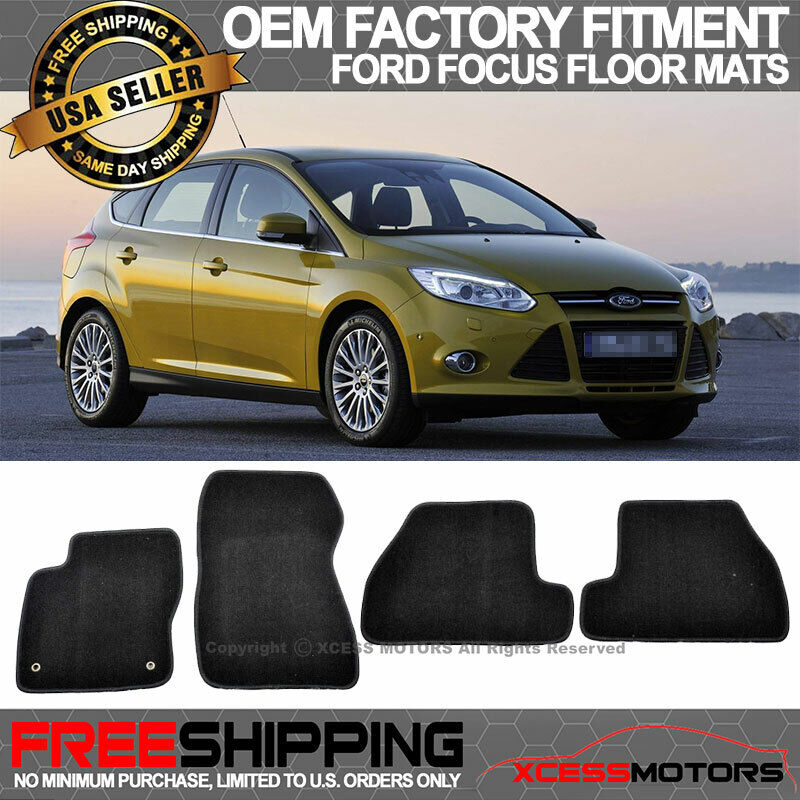 Fits 11-15 Ford Focus 4PCS Front & Rear Floor Mats Carpet Nylon Black