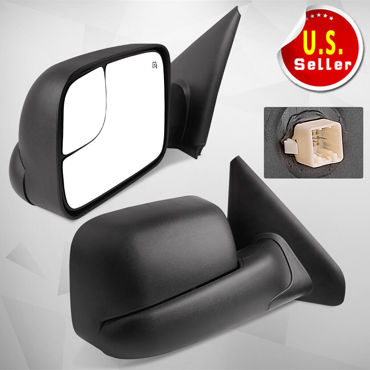 Pair Power Heated Tow Mirrors for 02-08 Dodge RAM 1500 /09 2500 3500 Flip Up
