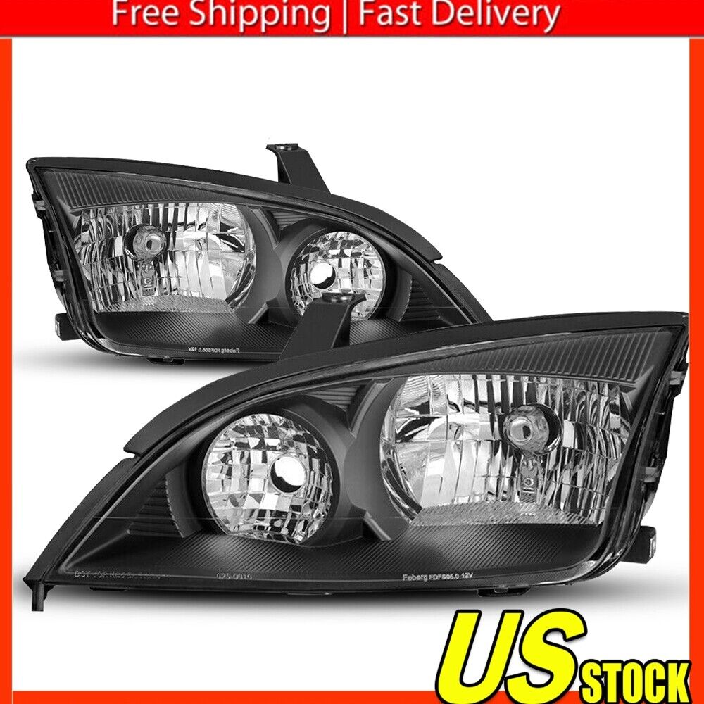 Black Fits 2005-2007 Ford Focus Headlights Lamps Replacement Left+Right 05-07