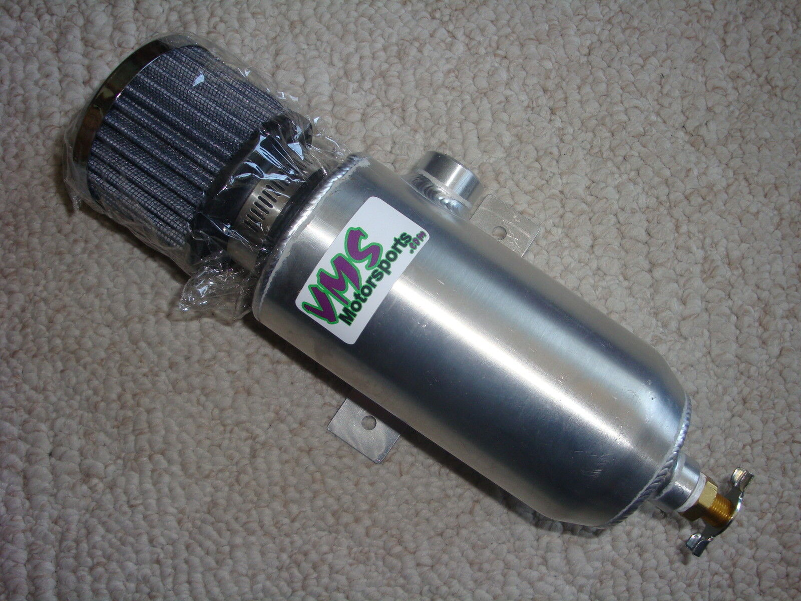 Aluminum Breather Tank / Oil Catch Can with Filter. Legends NASCAR IMCA USMTS 