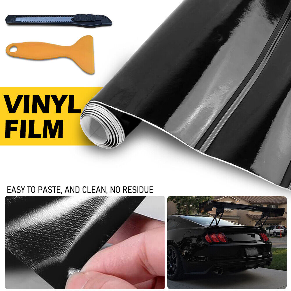 Universal Gloss Black Vinyl Wrap Car Sticker Film Decal Bubble Free