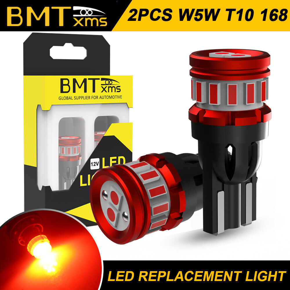 2PCS T10 2825 168 W5W 192 194 Red LED Tail Parking Brake Stop Light Bulbs
