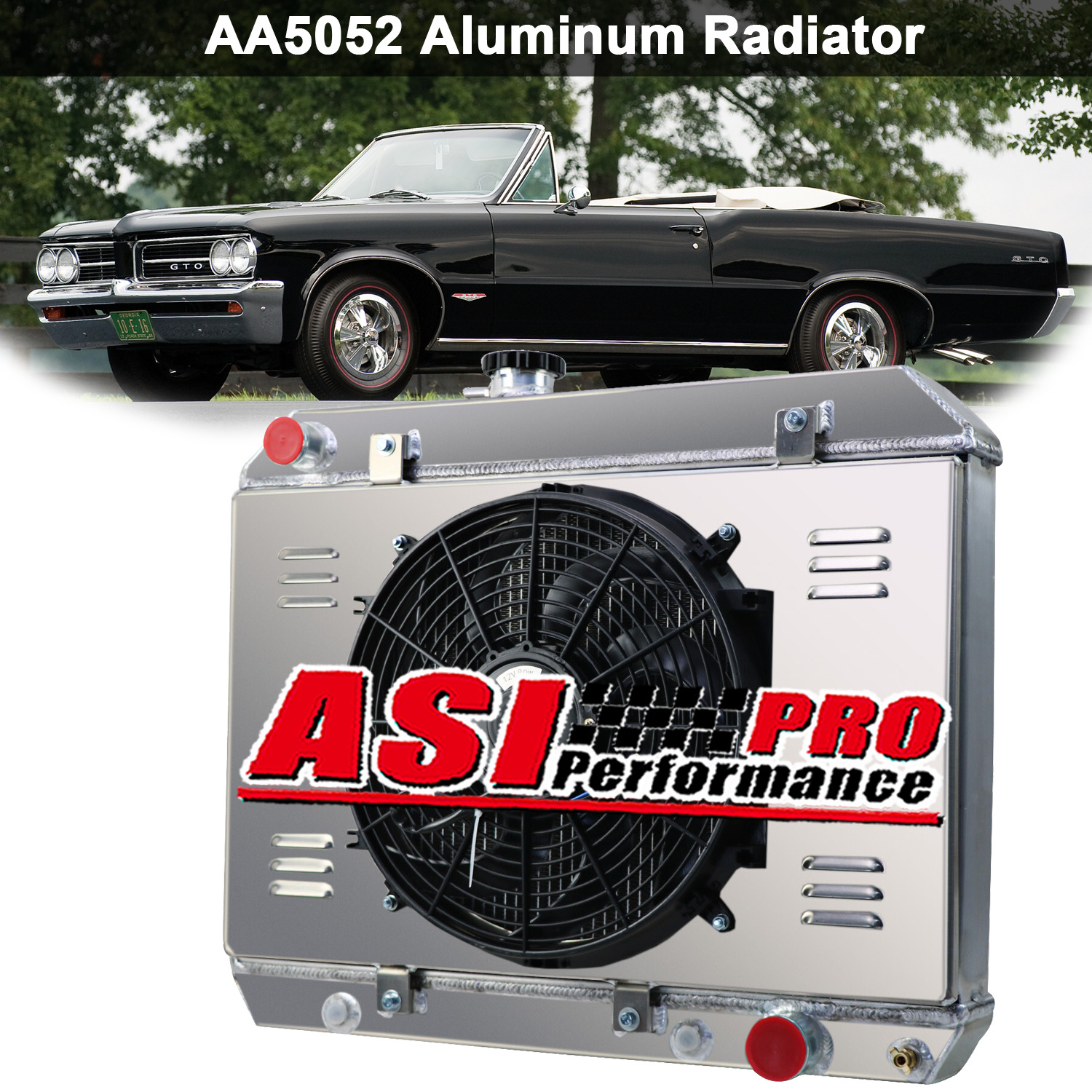 4 Row Aluminum Radiator+Shroud Fan for 1964-67 Pontiac/Le-Mans/Tempest/GTO