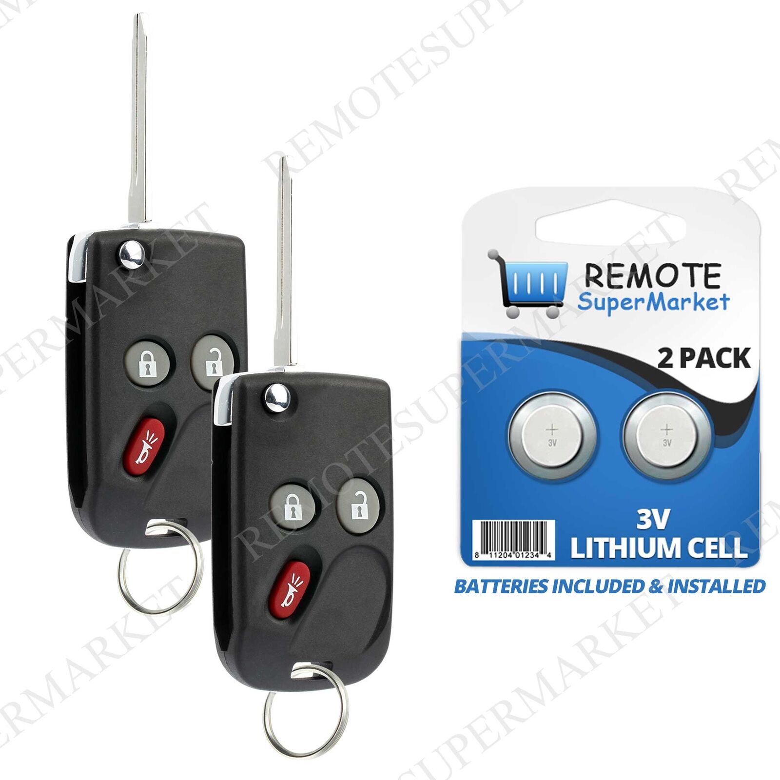 2 Replacement for 2003-2006 Hummer H2 Remote Car Keyless Entry Flip Key Fob