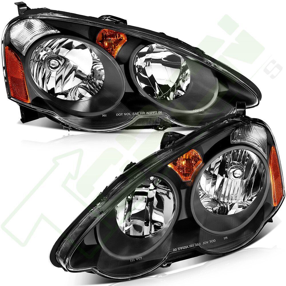 Black Housing For 2002-2004 Acura RSX DC5 Replacement Headlights Left + Right