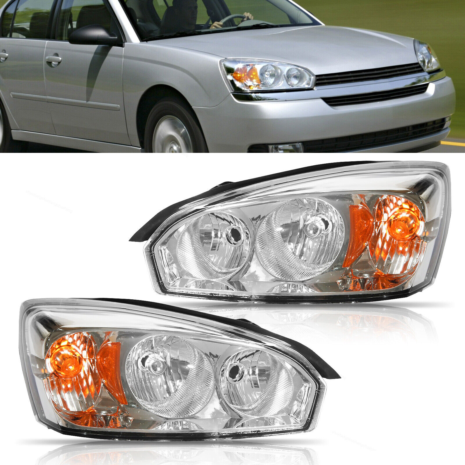 VICTOCAR Headlights Head Lamps Replacement Set Fit for 2004-2008 Chevy Malibu