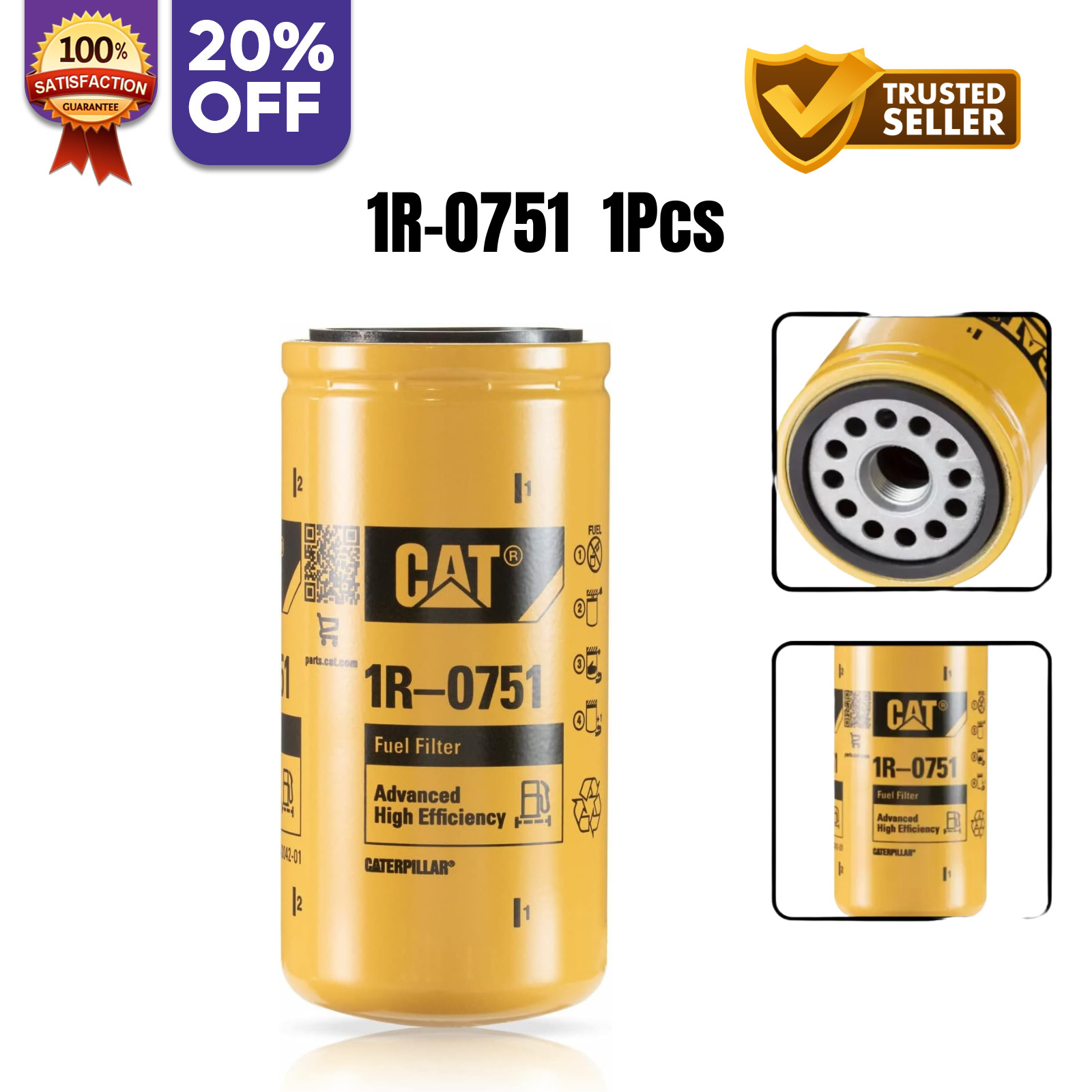 Genuine OEM Caterpillar CAT 1R-0751 1R0751 High Efficiency Fuel Filter New, 1pcs