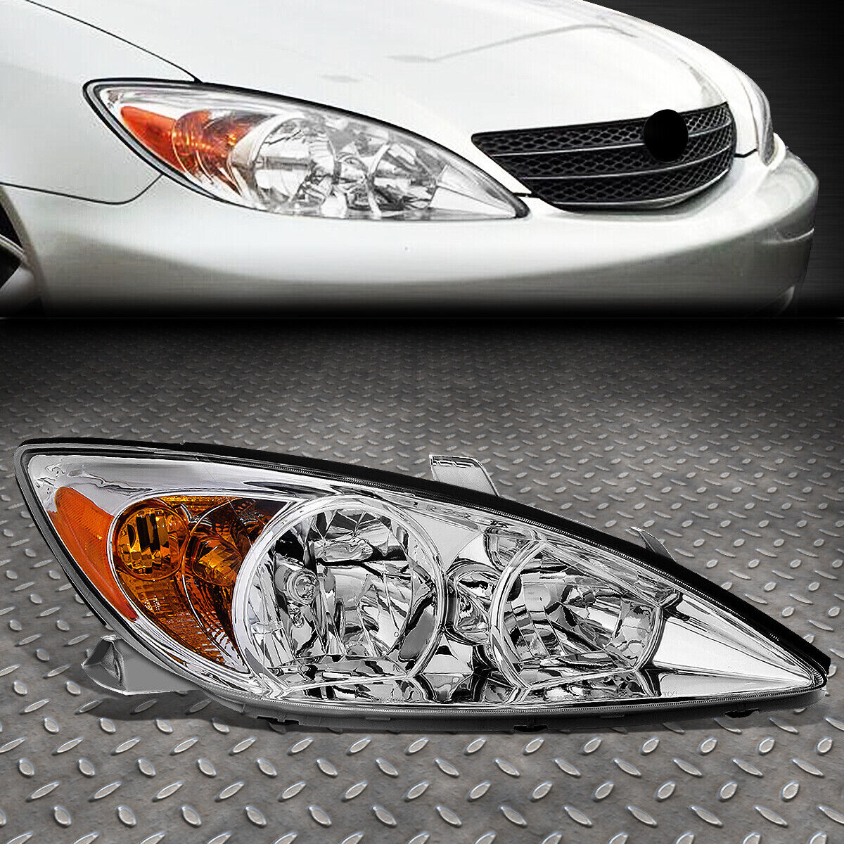 FOR 02-04 TOYOTA CAMRY RH RIGHT CHROME HOUSING OE STYLE HEADLIGHT LAMP TO2503137