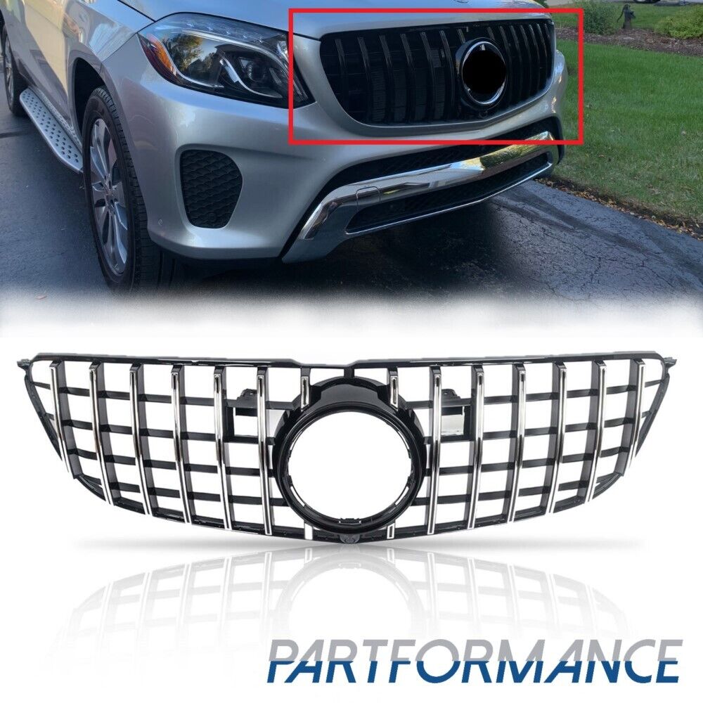 GT R Style Front Grille For Mercedes-Benz X166 GLS-CLASS 2016-2019 Chrome Black