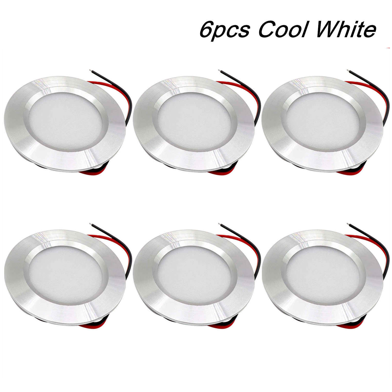 6X 12volt 3w LED Recessed Cabinet lights For RV Boat Campe  Silver cool White