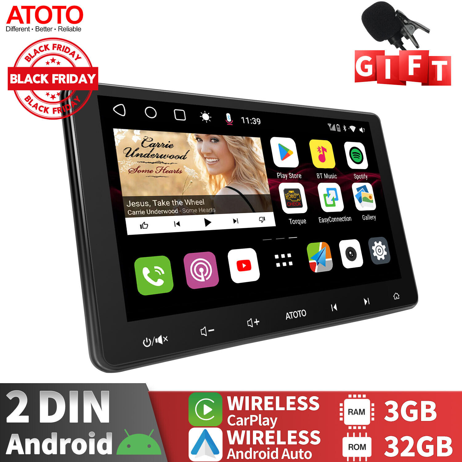 ATOTO S8 Premium 10in 2DIN Car Stereo GPS NAVI Wireless Android Auto/CarPlay,DSP