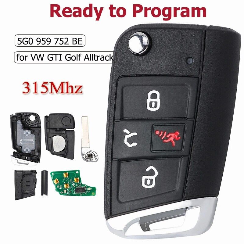 Smart Remote Key Fob for Volkswagen GTI Golf Alltrack SportWagen 5G0 959 752 BE