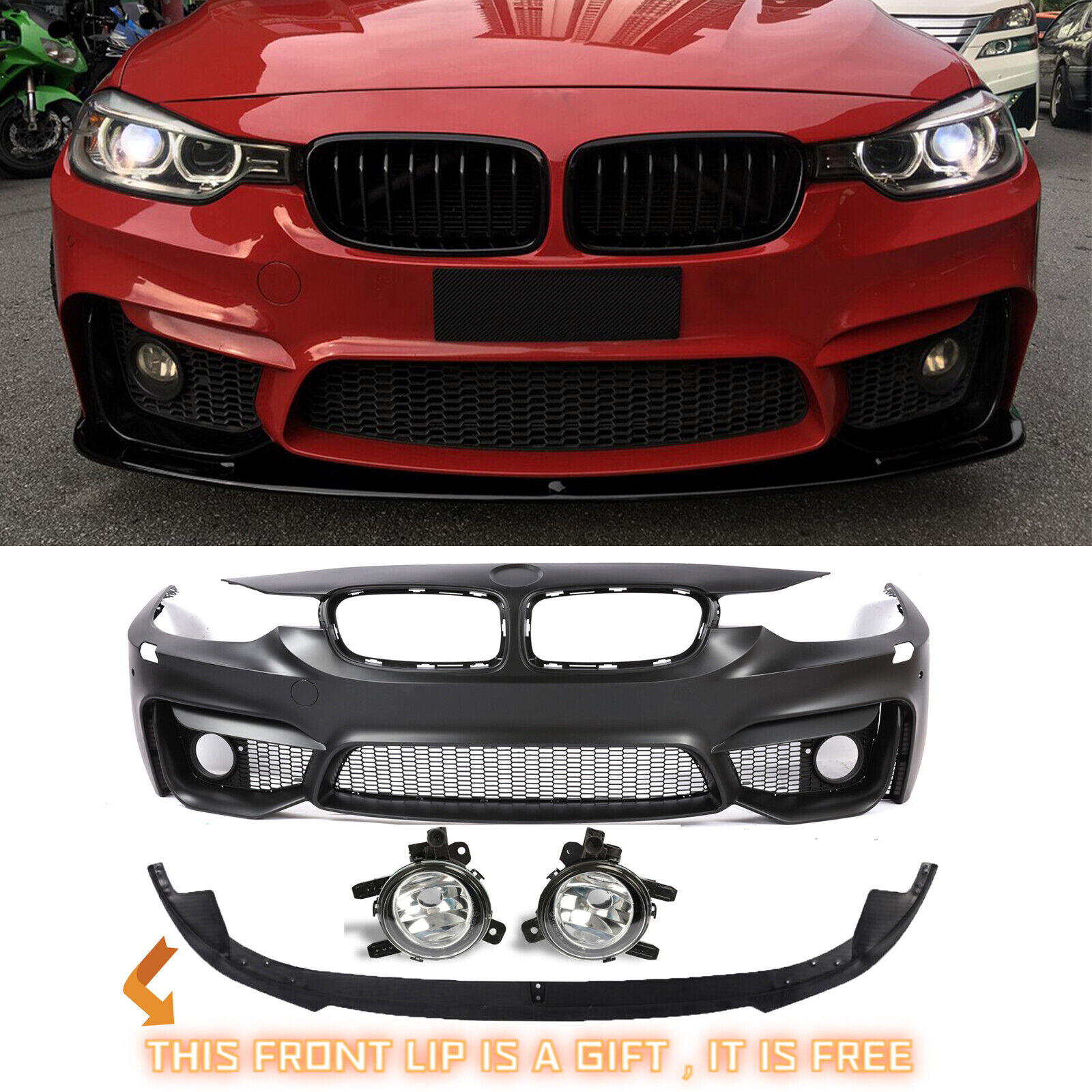 F80 M3 Style Font Bumper FOR BMW F30 F31 3 SERIES  W/O PDC W/ Fog Lights 2012-18