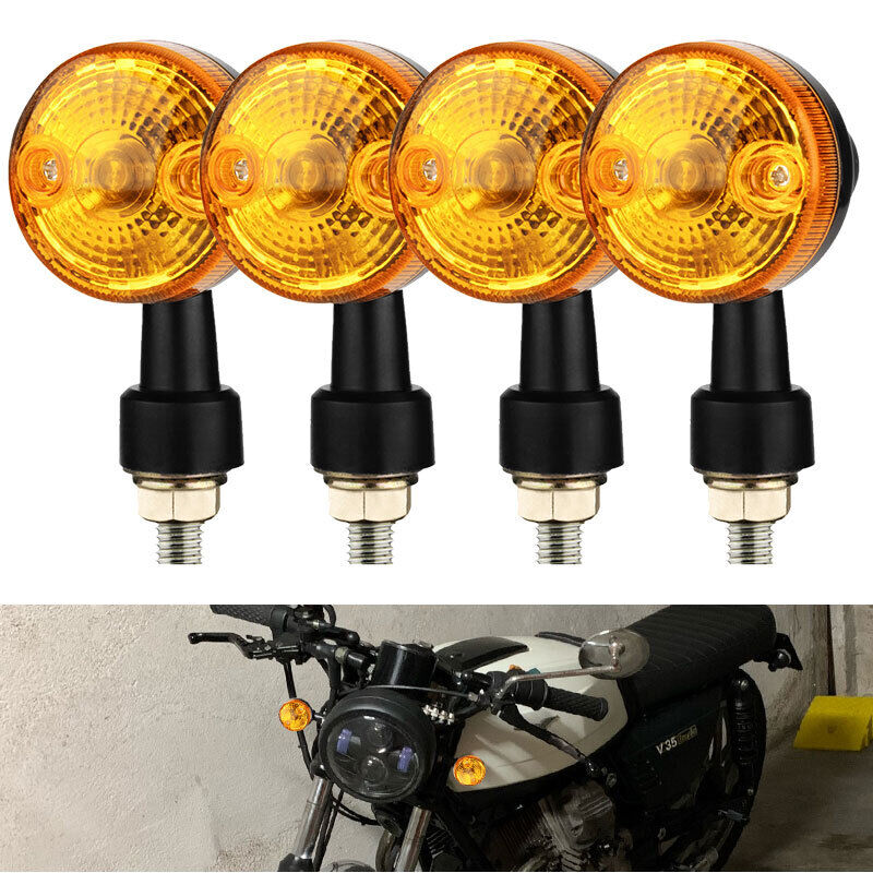 4x Black Classic Motorcycle Turn Signals Indicator Blinker Light For Cafe Racer